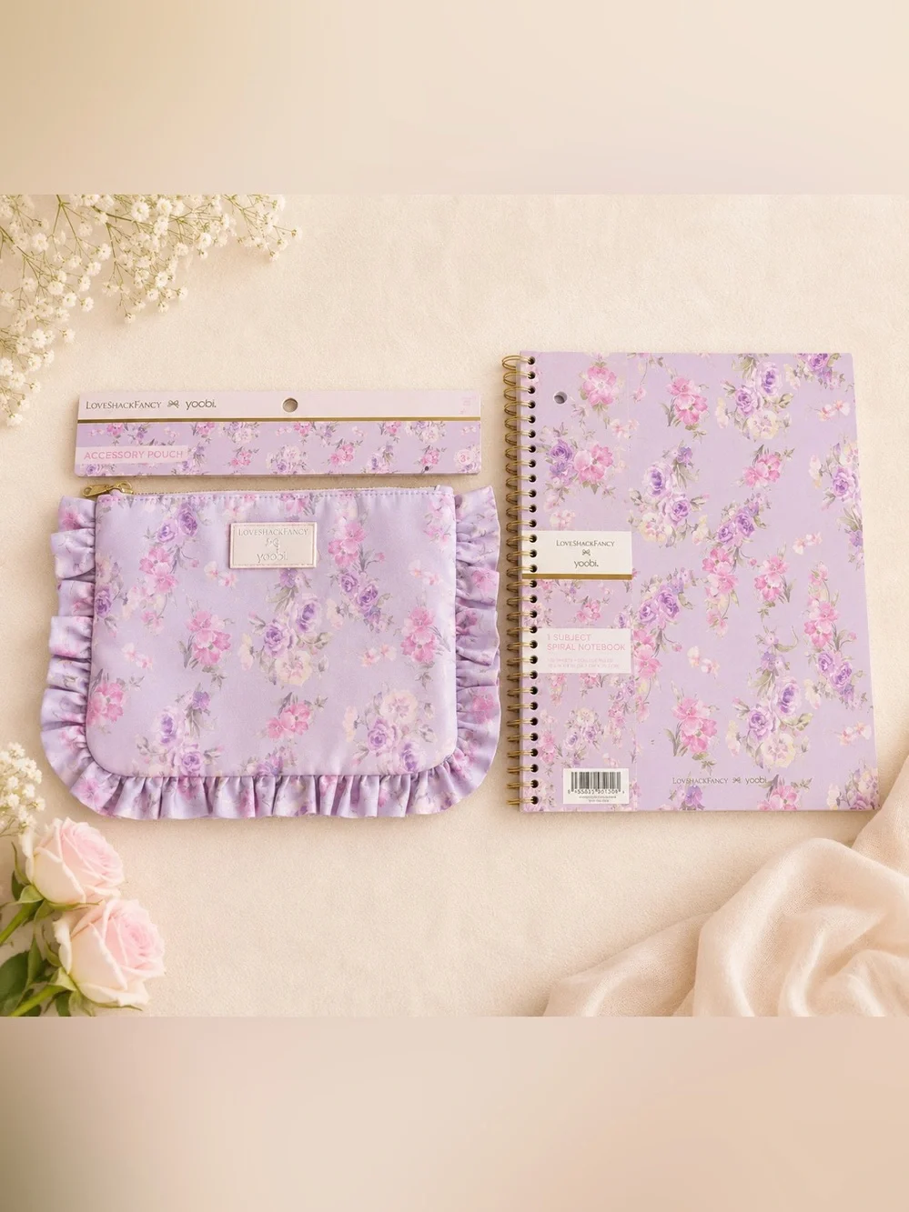NEW Lot Of 2 LoveShackFancy x Target Yoobi School Pencil Case Spiral Notebook